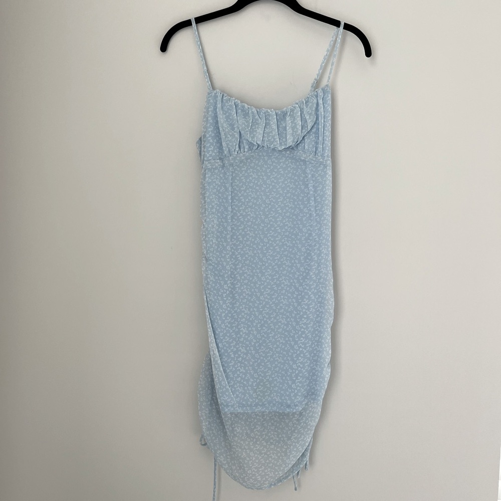 America Threads light blue ruched dress S